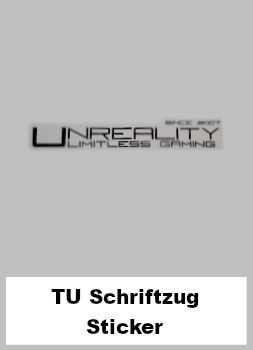 Der TU-Schriftzug in schwarz weiß als Aufkleber.